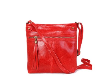 Kvalitní dámské crossbody kožené kabelky Filomena červené