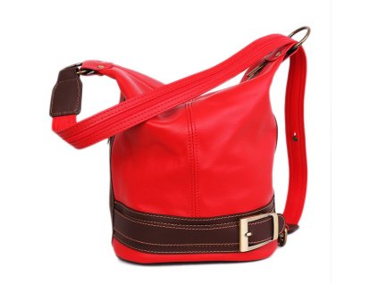 Kvalitní dámské kožené kabelky crossbody červené Alena