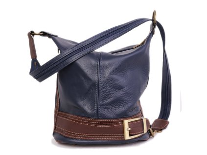 Dámské modré kožené kabelky crossbody Alena
