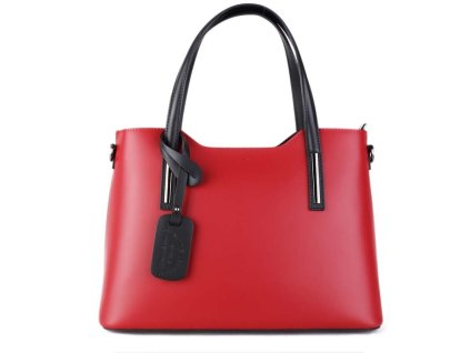 ITALSKÉ Velké kožené kabelky přes rameno Vera Pelle červené s černou Carina