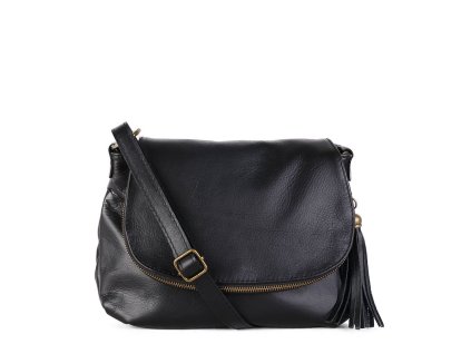 ITALSKÉ Kožená športovní crossbody kabelka Vera Pelle  Angela Italská černá