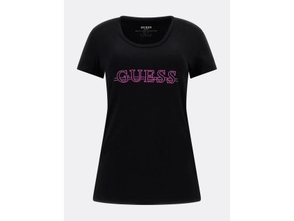 Dámské triko s nápisem černé Guess 8W3RI61J1314-JBLK (Velikost L)