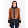 Dámský stylový kabát na zip hnědo-černý Rinascimento CFC80107005003 (Velikost L)