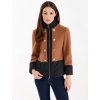 Dámský stylový kabát na zip hnědo-černý Rinascimento CFC80107005003 (Velikost L)