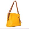 ITALSKÉ Dámské kožené kabelky 2 komory žlutá s hnědou Astrid