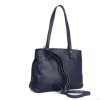ITALSKÉ Dámské modré kožené kabelky s 3 komorami Seneti