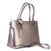 ITALSKÉ Luxusní kožené kabelky  na rameno Marita metalická stříbrná