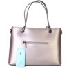 ITALSKÉ Luxusní kožené kabelky  na rameno Marita metalická stříbrná
