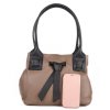 ITALSKÉ Dámské kožené kabelky na rameno Victoria taupe