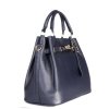 ITALSKÉ Italské modré kožené kabelky do ruky Birkinas