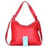 ITALSKÉ Dámské kožené kabelky a batoh 2v1 červený Roberta