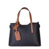ITALSKÉ Luxusní modré s hnědou kožené kabelky Carina