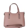 ITALSKÉ Luxusní kožené kabelky na rameno Carina  růžová