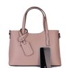 ITALSKÉ Luxusní kožené kabelky na rameno Carina  růžová