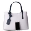 ITALSKÉ Kožené trendové kabelky na rameno Carina velká bíla s modrou