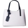 ITALSKÉ Kožené trendové kabelky na rameno Carina velká bíla s modrou