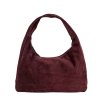Semišová kožená kabelka Lekama 907245 bordo
