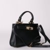 Černé dámske malé kožené kabelky Birkinas