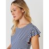 Dámské pruhované tričko modré Rinascimento CFC80112367003 (Velikost L)