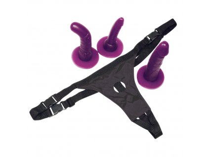 Připínací penisy Bad Kitty Strap-On purple Set