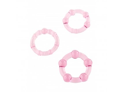 Sada 3 růžových erekčních kroužků - Stay Hard Three Rings