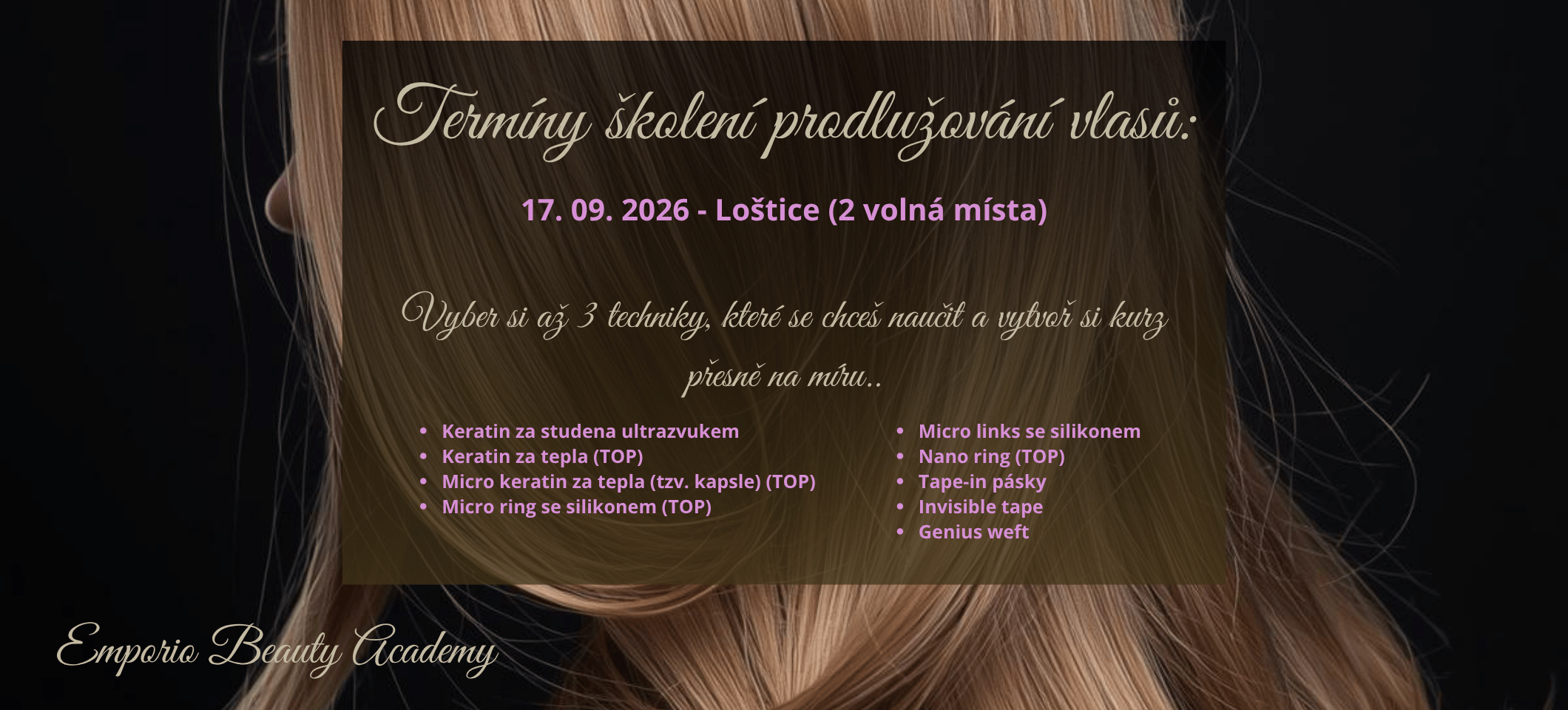 Školení prodlužování vlasů