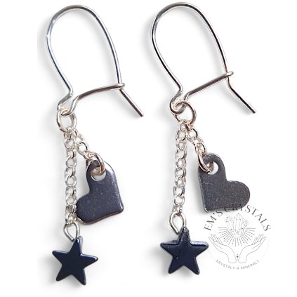 HEMATITE+ CRYSTAL earrings silver Ag 925/1000