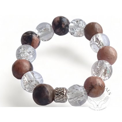 RODONITE + CLEAR QUARTZ ring