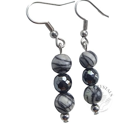 JASPER + HEMATITE  earrings stainless steel