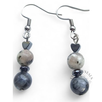 JASPER + LARVIKITE + HEMATITE  earrings stainless steel