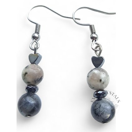 JASPER + LARVIKITE + HEMATITE  earrings stainless steel