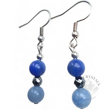 BLUE QUARTZ+HEMATITE earrings stainless steel