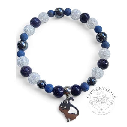 MYSTICKÁ KOČKA náramek kuličkový chirurgická ocel