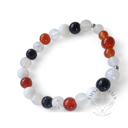 "Energy and Harmony" bracelet - carnelian, jadeite and crystal