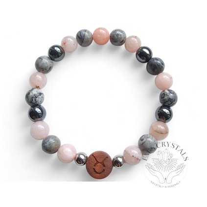 BÝK náramek - chirurgická ocel, jaspis, hematit