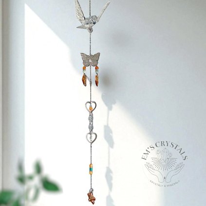 LAPAČ SLUNCE PTÁČEK karneol a amazonit