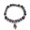 LÁVOVÝ KÁMEN, HEMATIT A ACHÁT náramek Lebka
