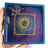 TRAY the sun and the moon with Ametyst and aura Kyanite