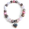 KLID A LÁSKA  náramek kuličkový - chirurgická ocel, růženín, křišťál, rodonit, jadeit
