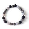 SÍLA ZEMĚ kuličkový náramek chirurgická ocel, jaspis sezamový, láva, achát