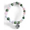 PŘIROZENOST  náramek kuličkový - chirurgická ocel, růženín, jadeit, zelený jaspis