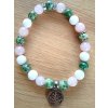 PŘIROZENOST  náramek kuličkový - chirurgická ocel, růženín, jadeit, zelený jaspis