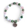 PŘIROZENOST  náramek kuličkový - chirurgická ocel, růženín, jadeit, zelený jaspis