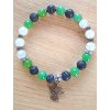 POD KŘÍDLY ANDĚLŮ náramek, chirurgická ocel, zelený avanturín, křišťál, láva, hematit