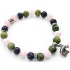 PROSPERITA náramek, chirurgická ocel, achát, růženín, jadeit