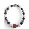 LEV náramek chirurgická ocel, jaspis sezamový, hematit, jadeit