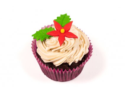 vánocni cupcake s čerenou hvězdou