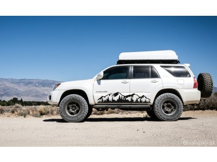 Stromy kopce hory nalepka na auto karavan mountains on car hills caravan trees camping glamping enalepky (1)
