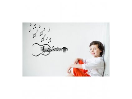 Nálepka na stenu - Notová gitara