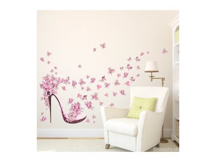 Nálepky na stenu - Topánka s motýľmi